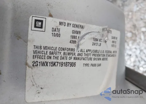 2001 Chevrolet Monte Carlo Ss z USA, uszkodzony, nr VIN 2G1WX15K719187906